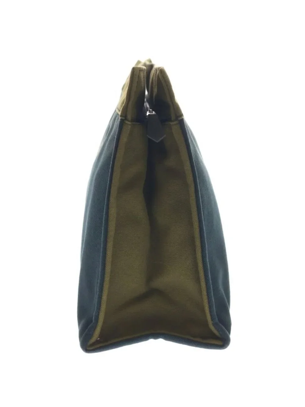 Hermes Fourre Tout Canvas Clutch Silver Khaki Navy